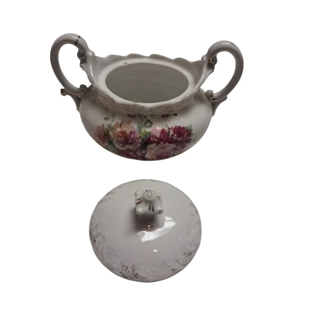 Vintage 3 Piece Tea Set Marked Welmar Germany Pink‎ Floral